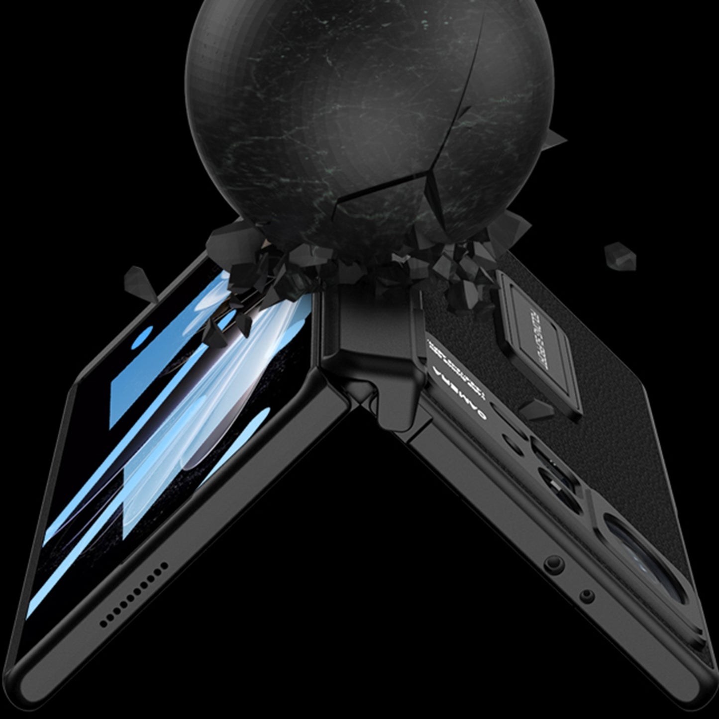 For Xiaomi Mix Fold 2 GKK Magnetic Hinge Flip Leather Phone Case with Holder(Black)