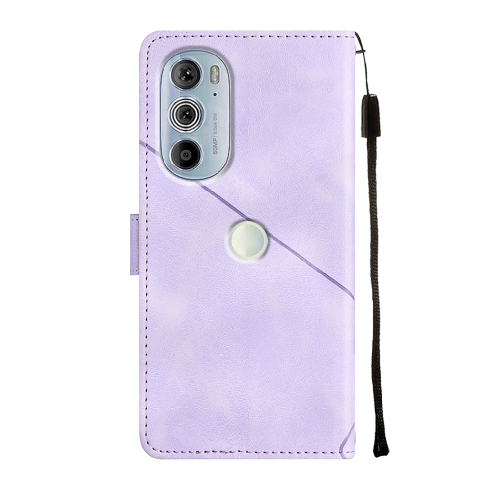 For Motorola Edge 30 Pro / Edge+ 2022 Skin-feel Embossed Leather Phone Case(Light Purple)