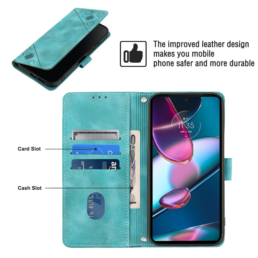 For Motorola Edge 30 Pro / Edge+ 2022 Skin-feel Embossed Leather Phone Case(Green)