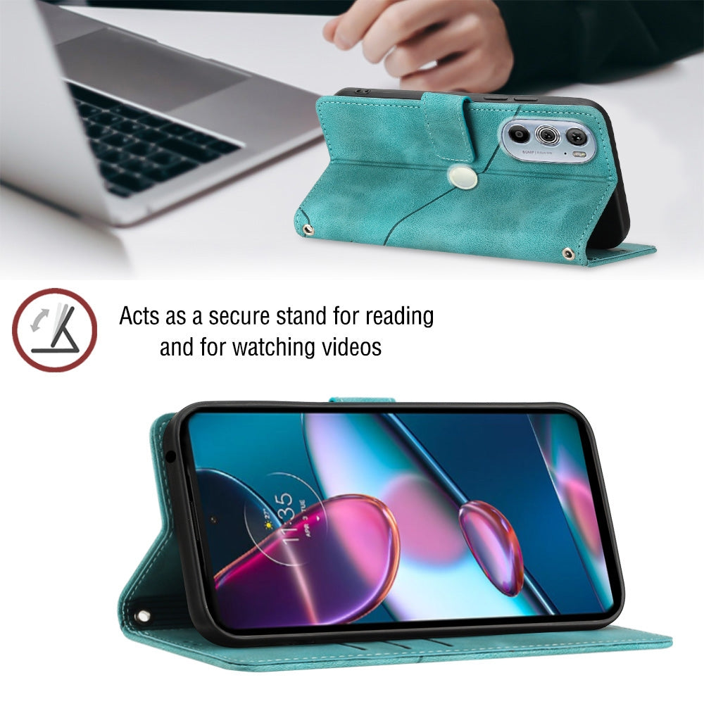 For Motorola Edge 30 Pro / Edge+ 2022 Skin-feel Embossed Leather Phone Case(Green)