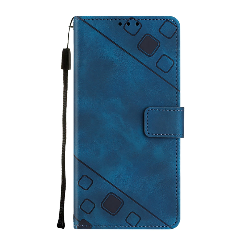 For Motorola Edge 30 Pro / Edge+ 2022 Skin-feel Embossed Leather Phone Case(Blue)