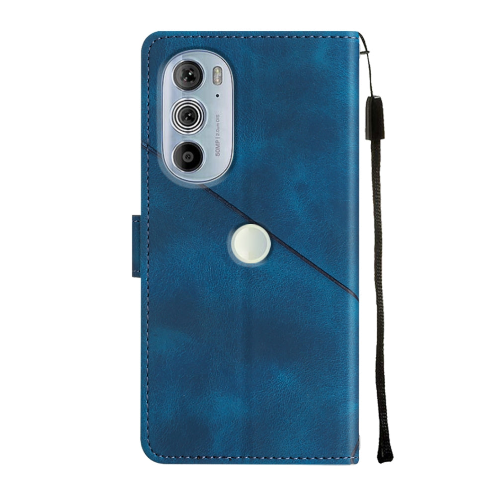 For Motorola Edge 30 Pro / Edge+ 2022 Skin-feel Embossed Leather Phone Case(Blue)