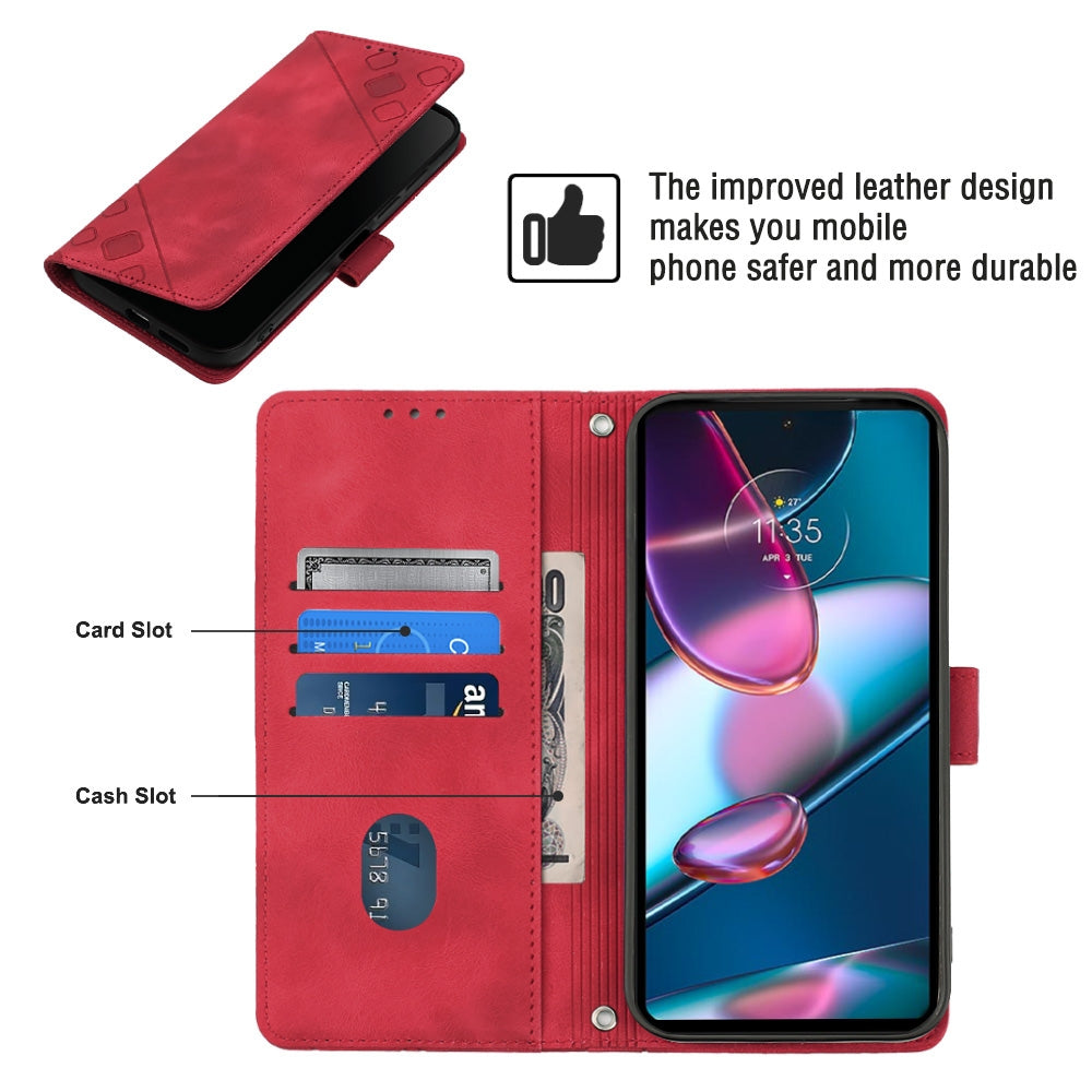 For Motorola Edge 30 Pro / Edge+ 2022 Skin-feel Embossed Leather Phone Case(Red)