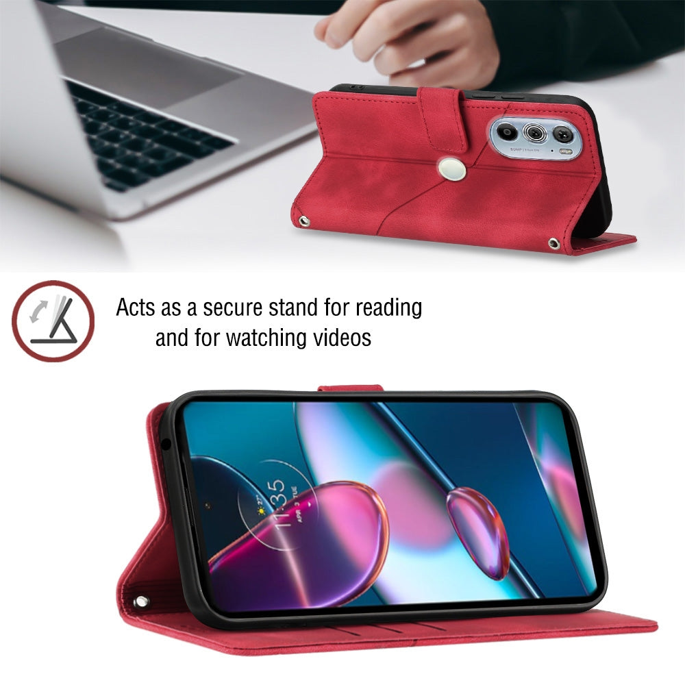 For Motorola Edge 30 Pro / Edge+ 2022 Skin-feel Embossed Leather Phone Case(Red)