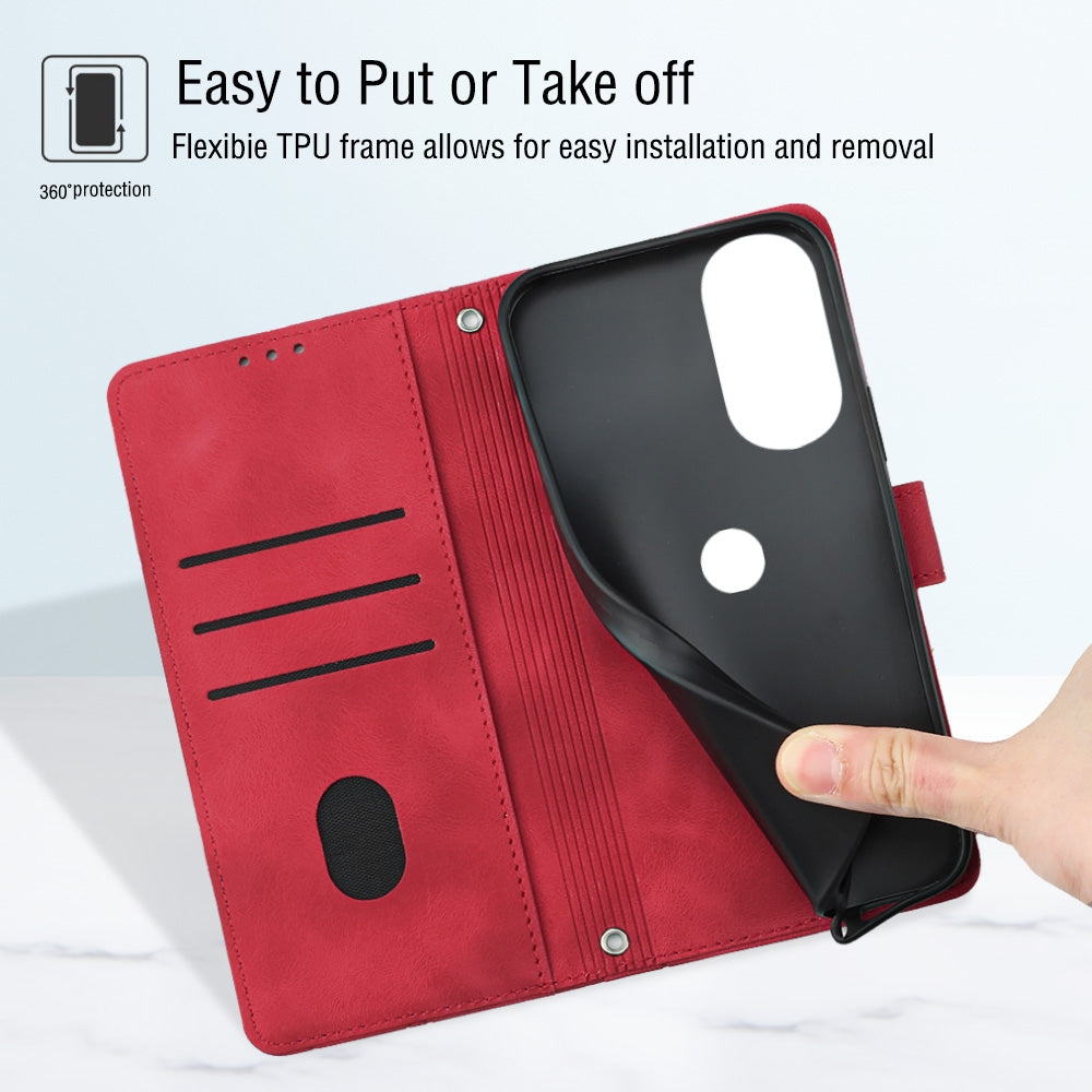 For Motorola Edge 30 Pro / Edge+ 2022 Skin-feel Embossed Leather Phone Case(Red)