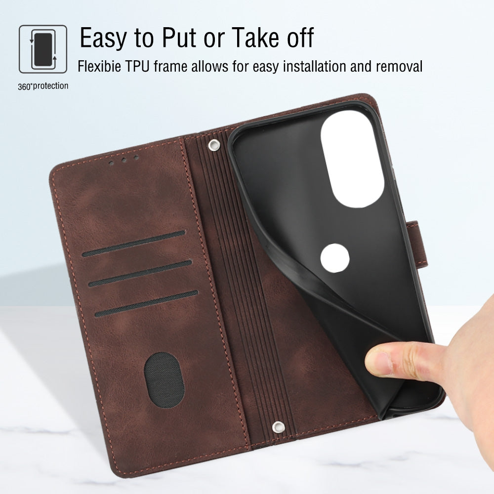 For Motorola Edge 30 Pro / Edge+ 2022 Skin-feel Embossed Leather Phone Case(Brown)