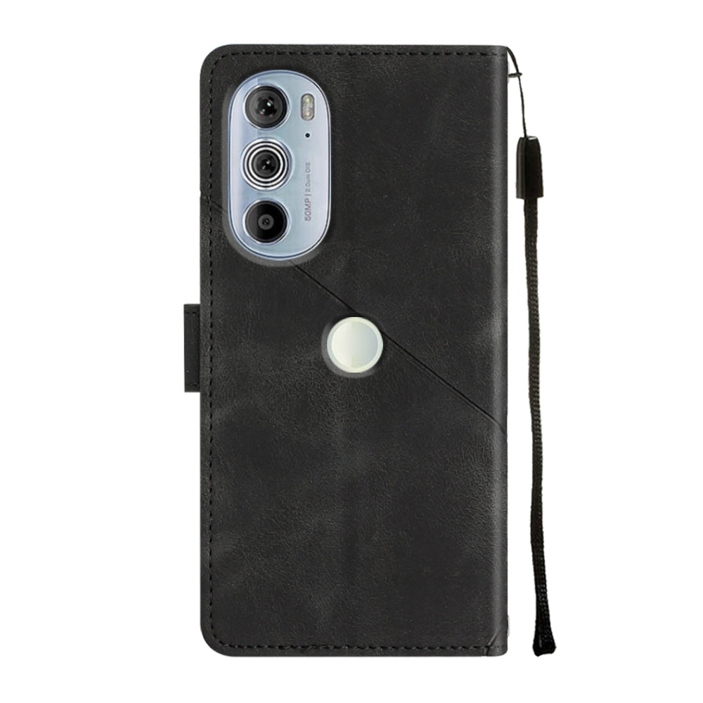 For Motorola Edge 30 Pro / Edge+ 2022 Skin-feel Embossed Leather Phone Case(Black)