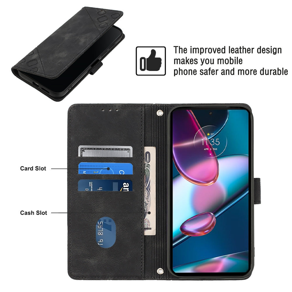 For Motorola Edge 30 Pro / Edge+ 2022 Skin-feel Embossed Leather Phone Case(Black)