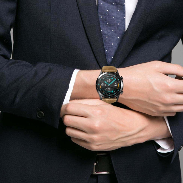 Oil Wax Genuine Leather Watch Band, For Huawei Watch GT 2 46mm