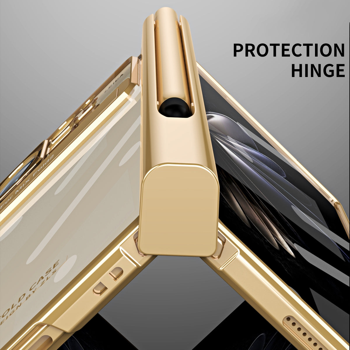 For Xiaomi Mix Fold 2 Electroplated Hinge Transparent Phone Case with Pen Slot(Champagne Gold)