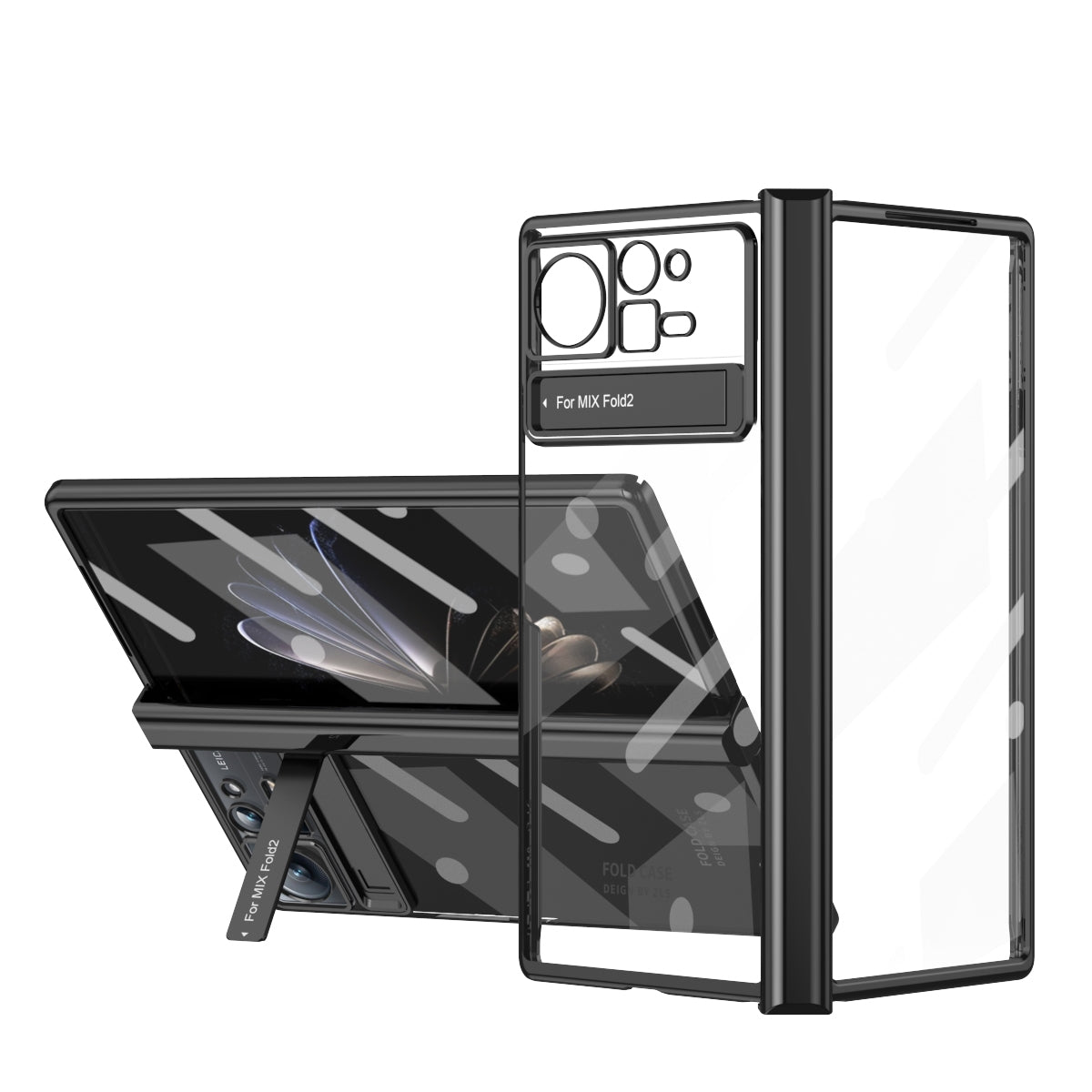 For Xiaomi Mix Fold 2 Electroplated Hinge Transparent Phone Case(Black)