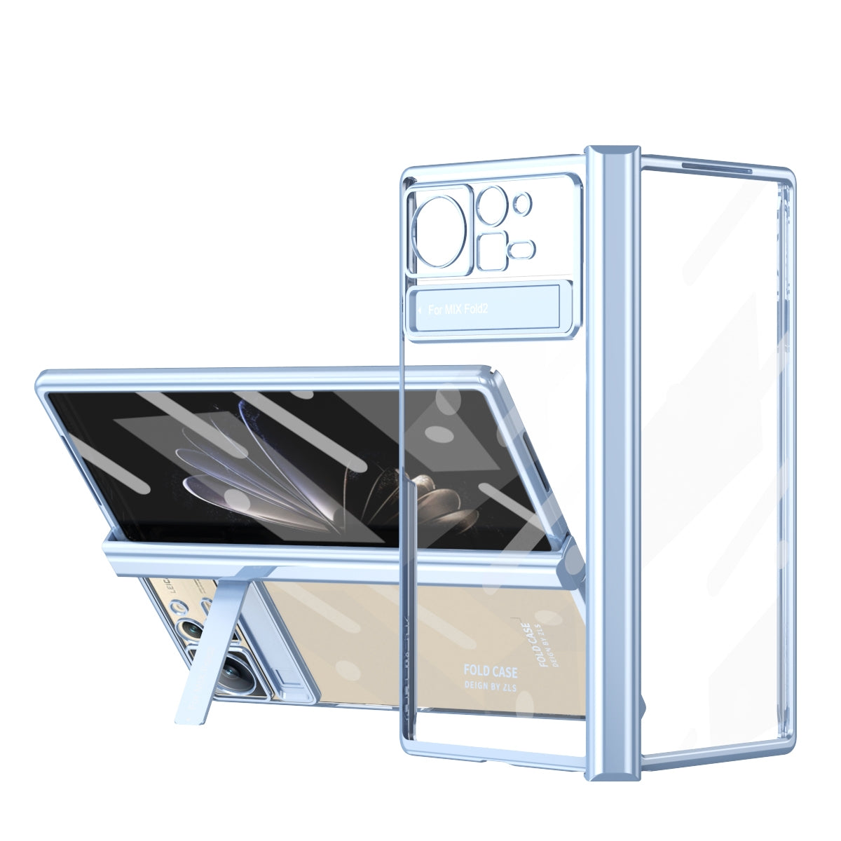 For Xiaomi Mix Fold 2 Electroplated Hinge Transparent Phone Case(Blue)