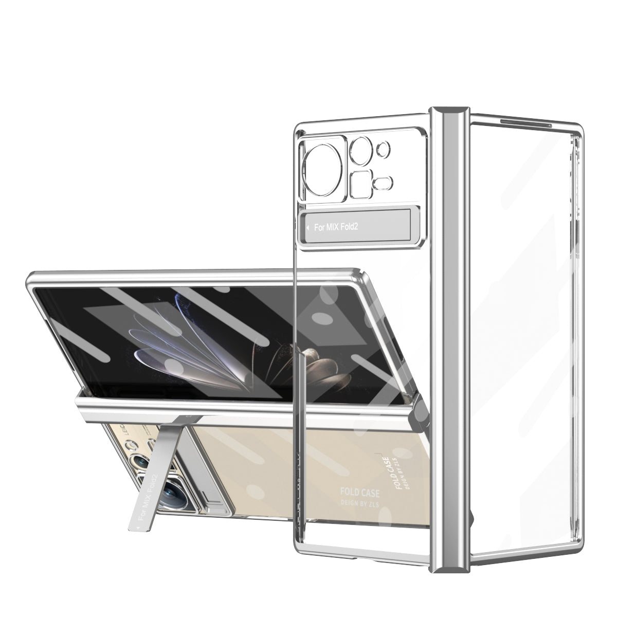 For Xiaomi Mix Fold 2 Electroplated Hinge Transparent Phone Case(Silver)