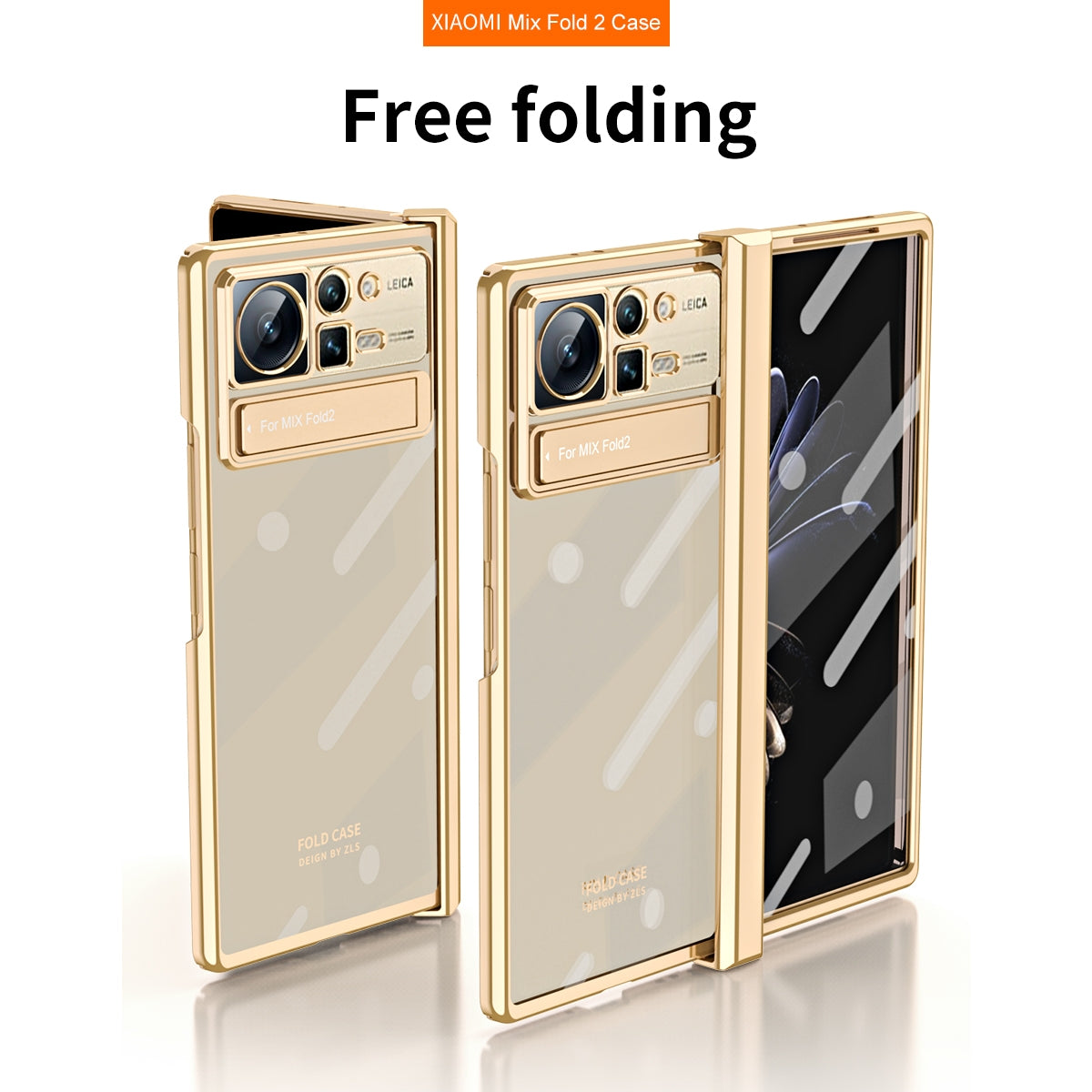 For Xiaomi Mix Fold 2 Electroplated Hinge Transparent Phone Case(Champagne Gold)