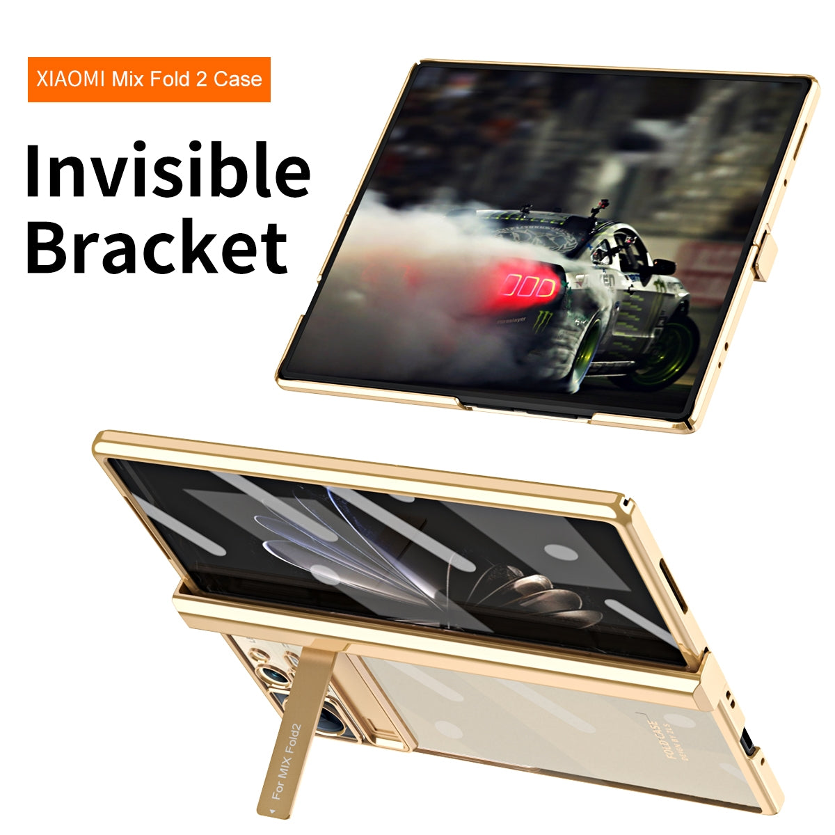 For Xiaomi Mix Fold 2 Electroplated Hinge Transparent Phone Case(Champagne Gold)