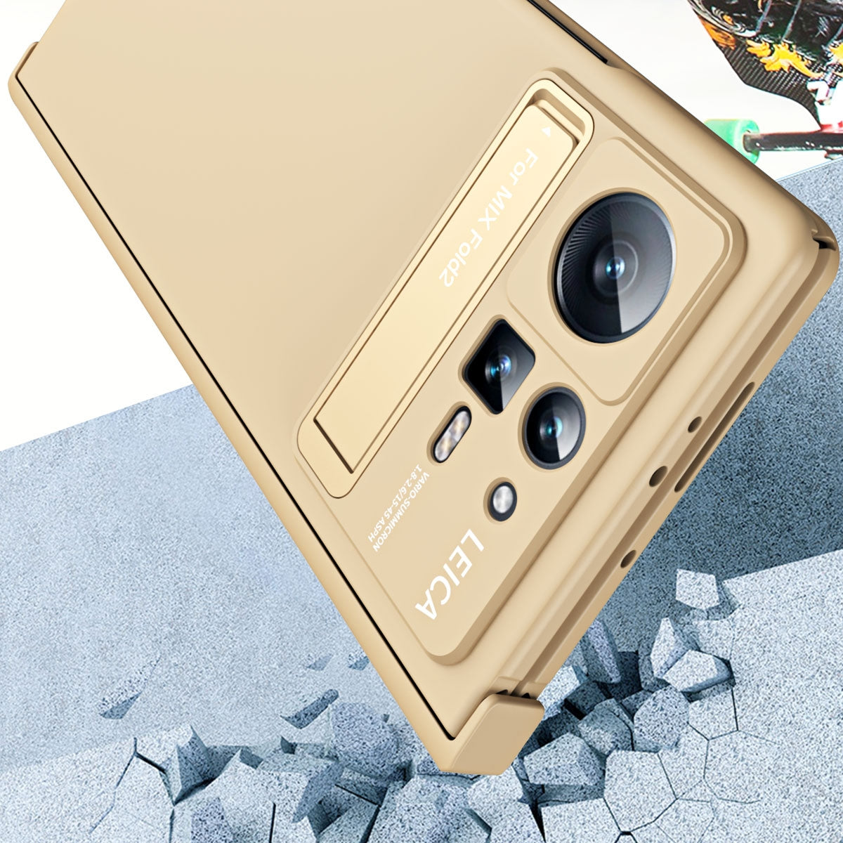 For Xiaomi Mix Fold 2 Macaron Hinge All-inclusive Folding Phone Case with Stand(Transparent)