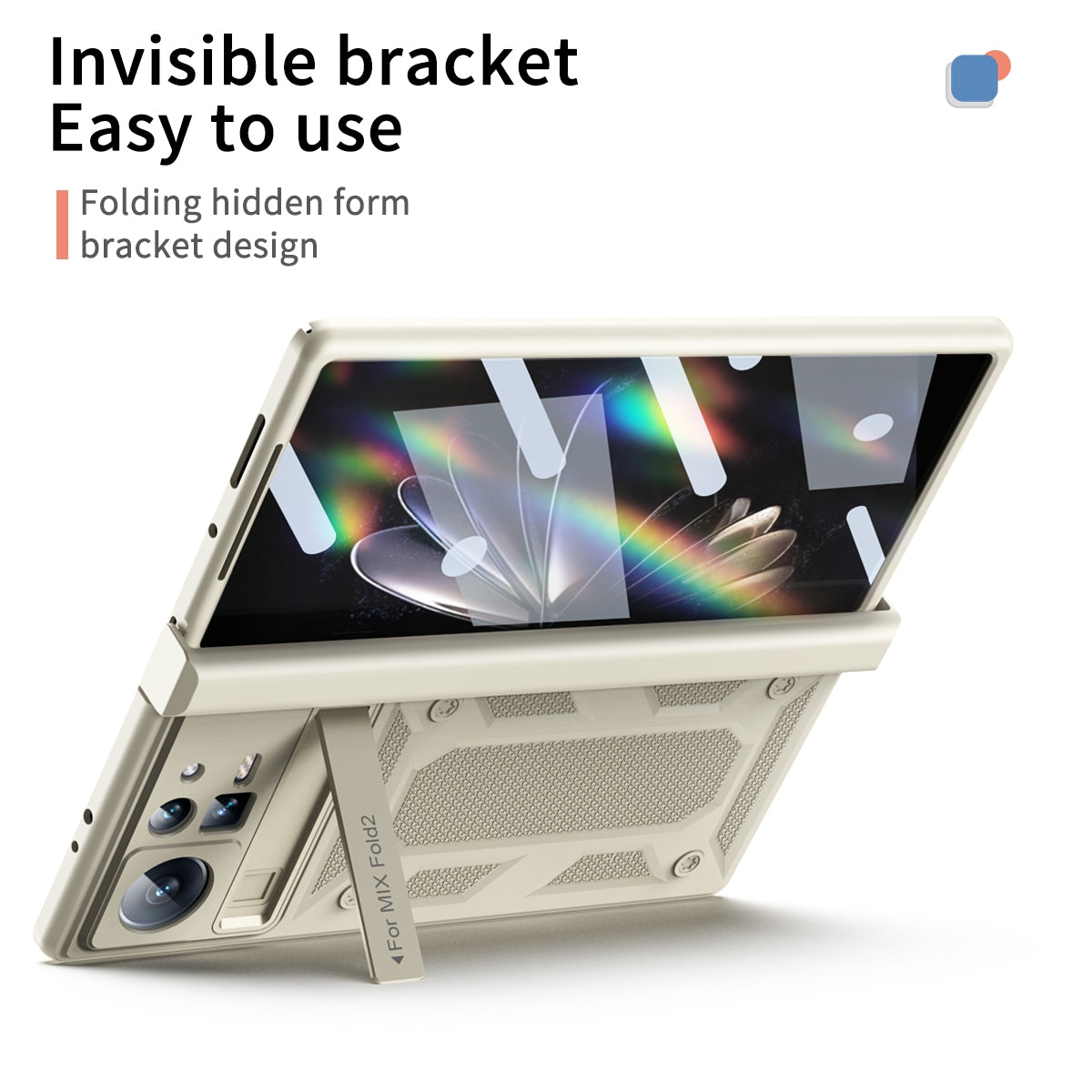 For Xiaomi Mix Fold 2 Hinge All-inclusive Magnetic Phone Case with Stand(White)