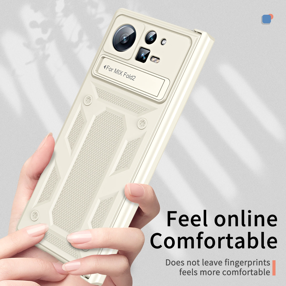 For Xiaomi Mix Fold 2 Hinge All-inclusive Magnetic Phone Case with Stand(White)