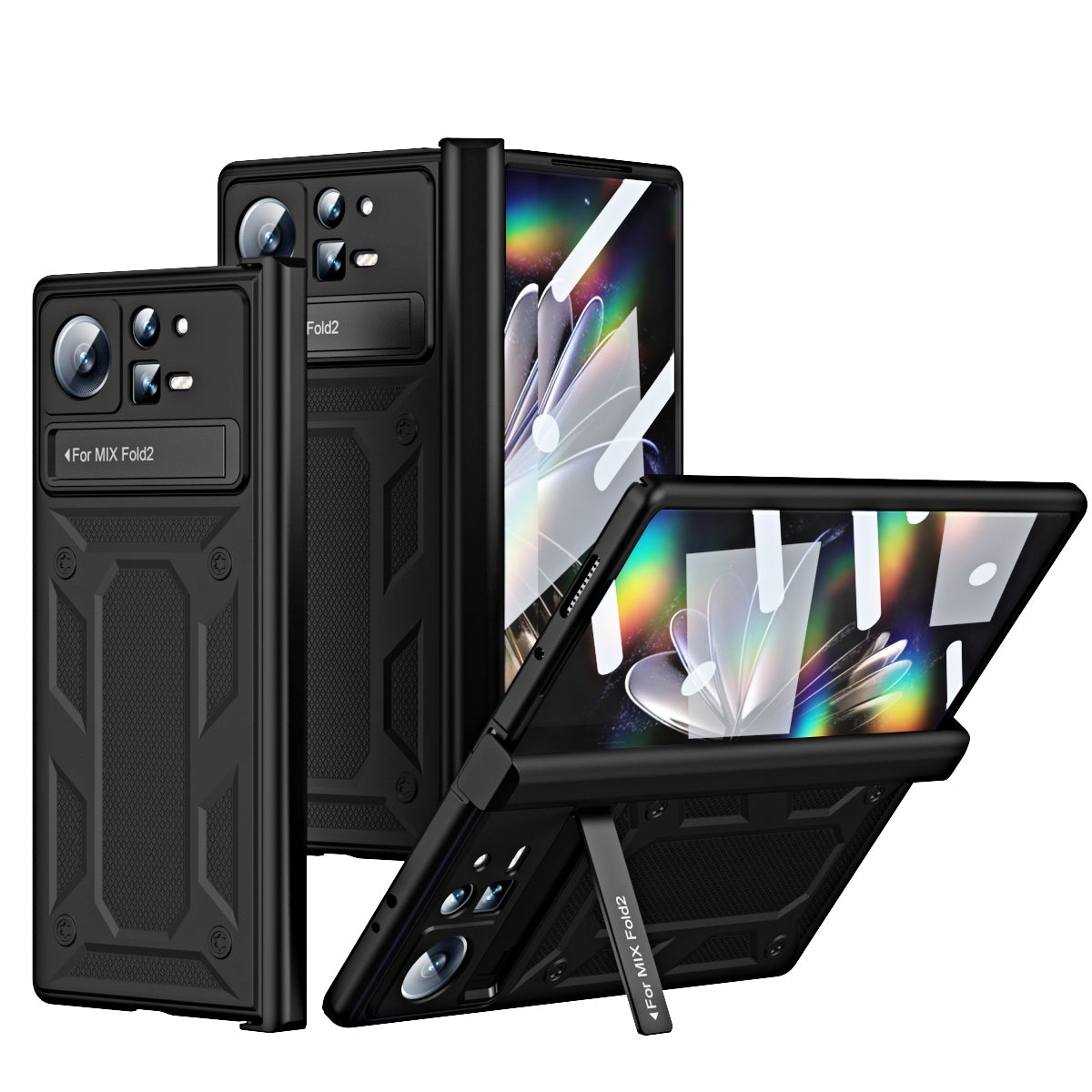 For Xiaomi Mix Fold 2 Hinge All-inclusive Magnetic Phone Case with Stand(Black)