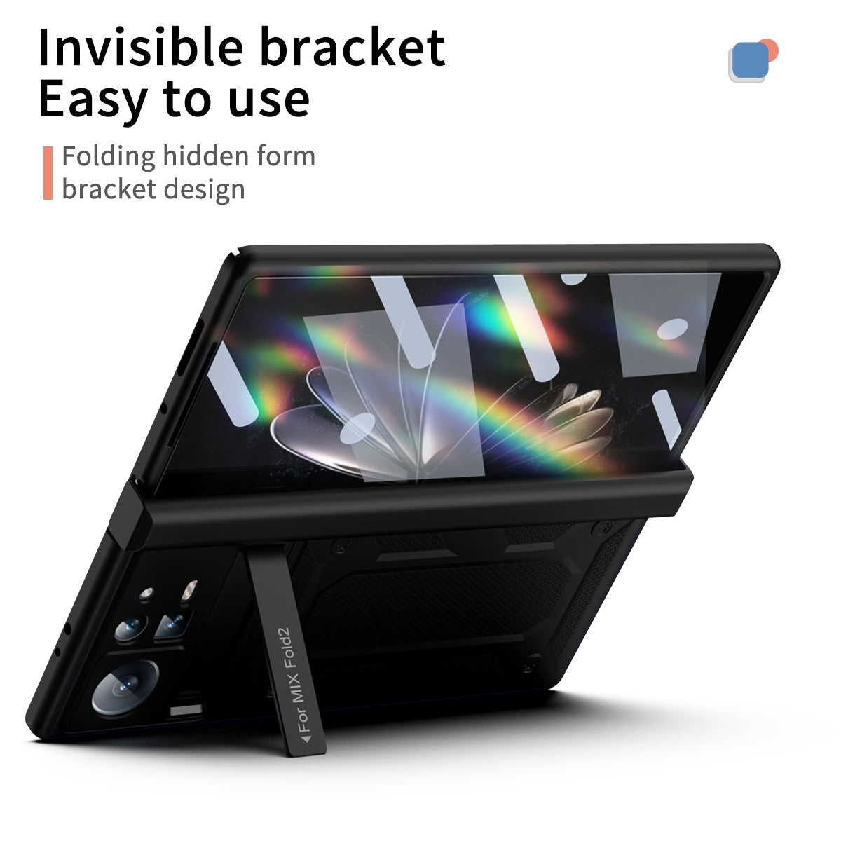 For Xiaomi Mix Fold 2 Hinge All-inclusive Magnetic Phone Case with Stand(Black)