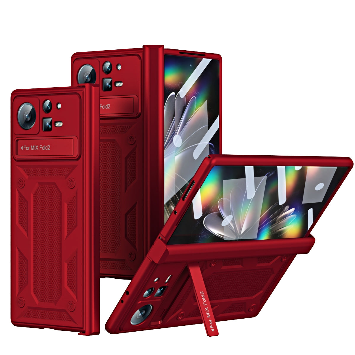 For Xiaomi Mix Fold 2 Hinge All-inclusive Magnetic Phone Case with Stand(Red)