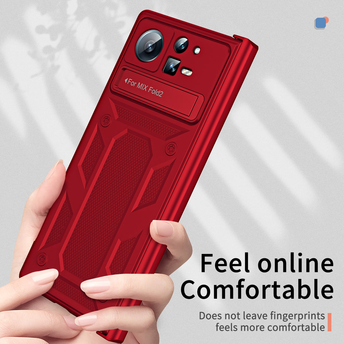 For Xiaomi Mix Fold 2 Hinge All-inclusive Magnetic Phone Case with Stand(Red)