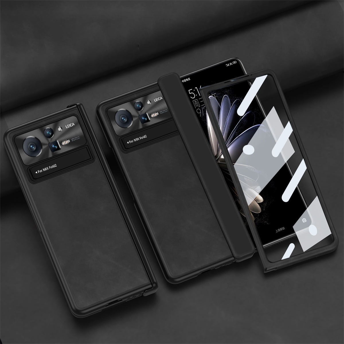For Xiaomi Mix Fold 2 Napa Texture All-inclusive Phone Case(Black)
