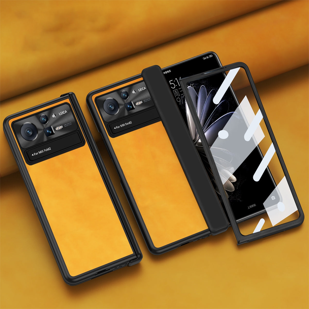 For Xiaomi Mix Fold 2 Napa Texture All-inclusive Phone Case(Yellow)