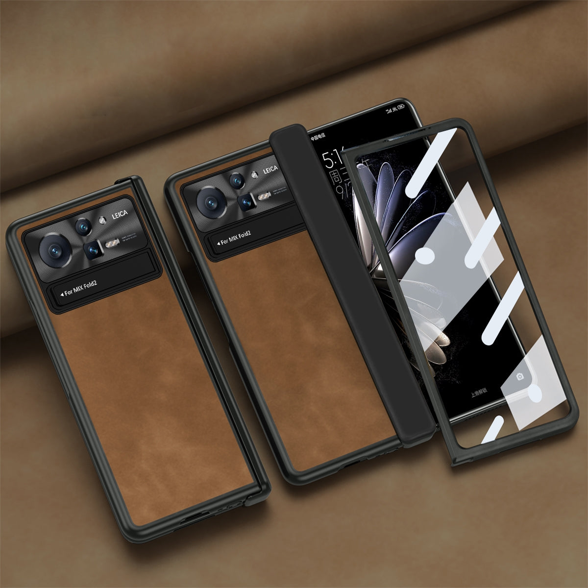 For Xiaomi Mix Fold 2 Napa Texture All-inclusive Phone Case(Brown)