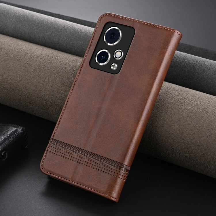 For Honor 90 GT AZNS Magnetic Calf Texture Flip Leather Phone Case(Dark Brown)