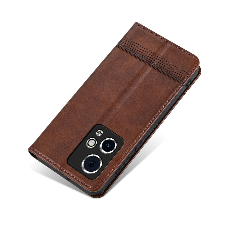 For Honor 90 GT AZNS Magnetic Calf Texture Flip Leather Phone Case(Dark Brown)