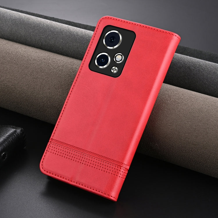 For Honor 90 GT AZNS Magnetic Calf Texture Flip Leather Phone Case(Red)
