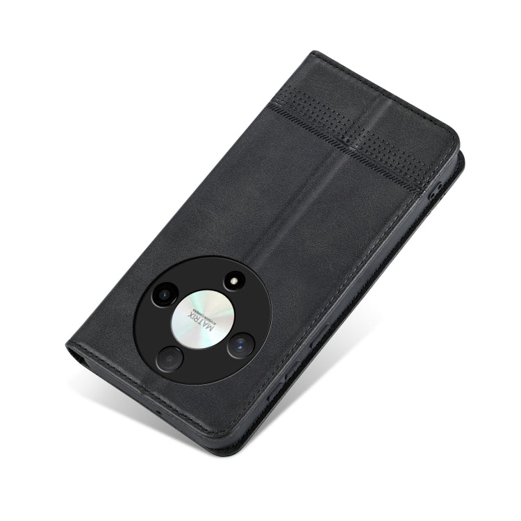 For Honor Magic6 Lite 5G/X9b AZNS Magnetic Calf Texture Flip Leather Phone Case(Black)