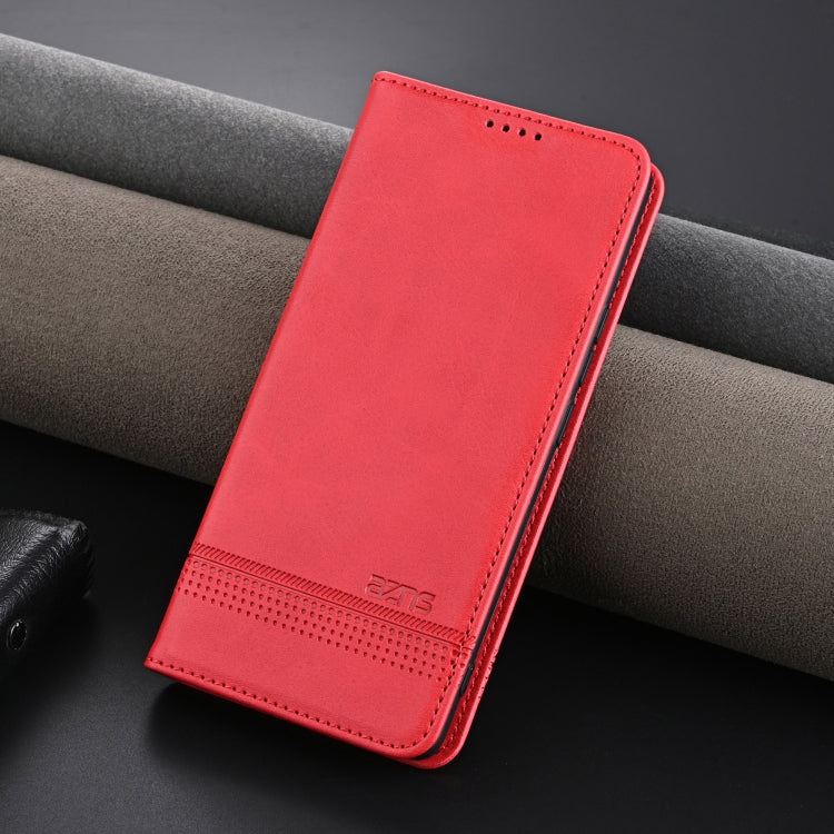 For Honor Magic6 Lite 5G/X9b AZNS Magnetic Calf Texture Flip Leather Phone Case(Red)