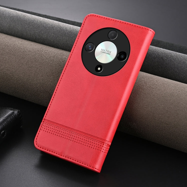 For Honor Magic6 Lite 5G/X9b AZNS Magnetic Calf Texture Flip Leather Phone Case(Red)