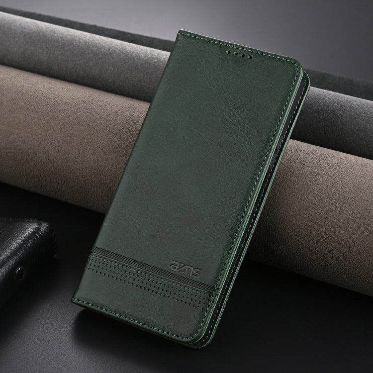 For Honor Play 50/Play 50m 5G AZNS Magnetic Calf Texture Flip Leather Phone Case(Dark Green)