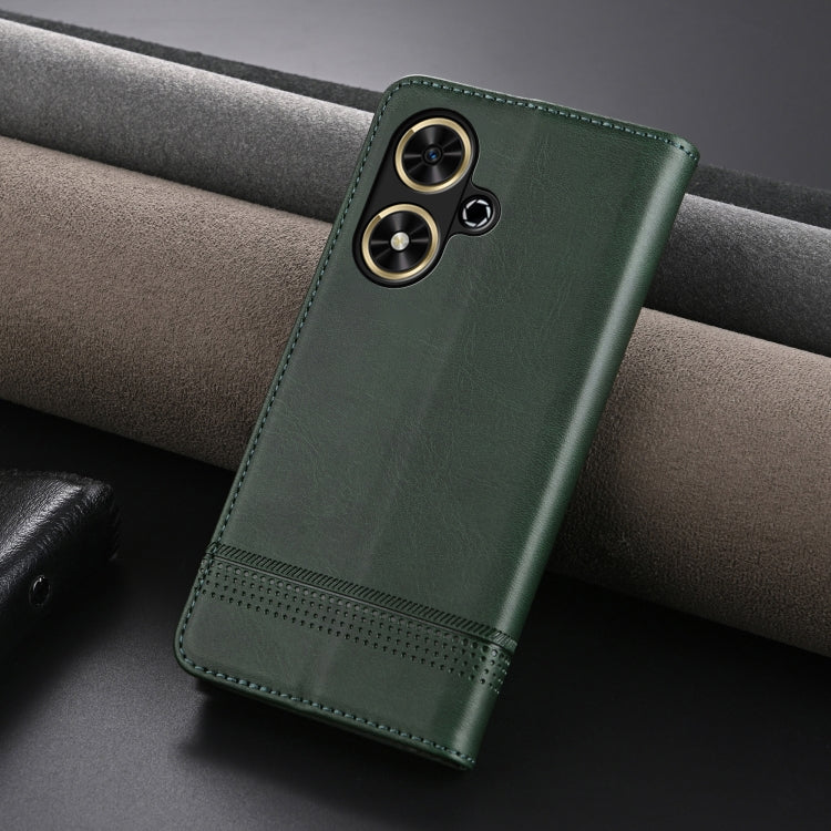 For Honor Play 50/Play 50m 5G AZNS Magnetic Calf Texture Flip Leather Phone Case(Dark Green)