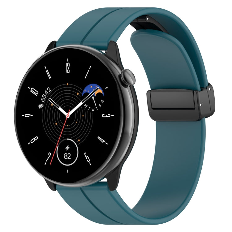 Magnetic Fold Clasp Black Buckle Silicone Watch Band, For Amazfit GTR Mini