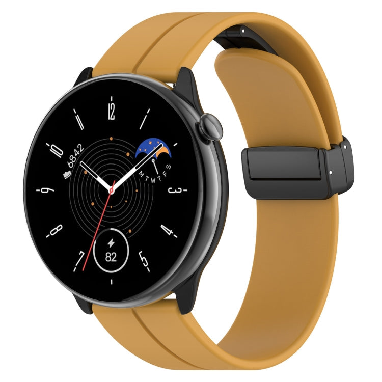 Magnetic Fold Clasp Black Buckle Silicone Watch Band, For Amazfit GTR Mini