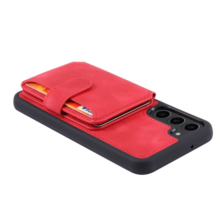 For Samsung Galaxy S24 5G Skin Feel Dream RFID Anti-theft PU Card Bag Phone Case(Red)