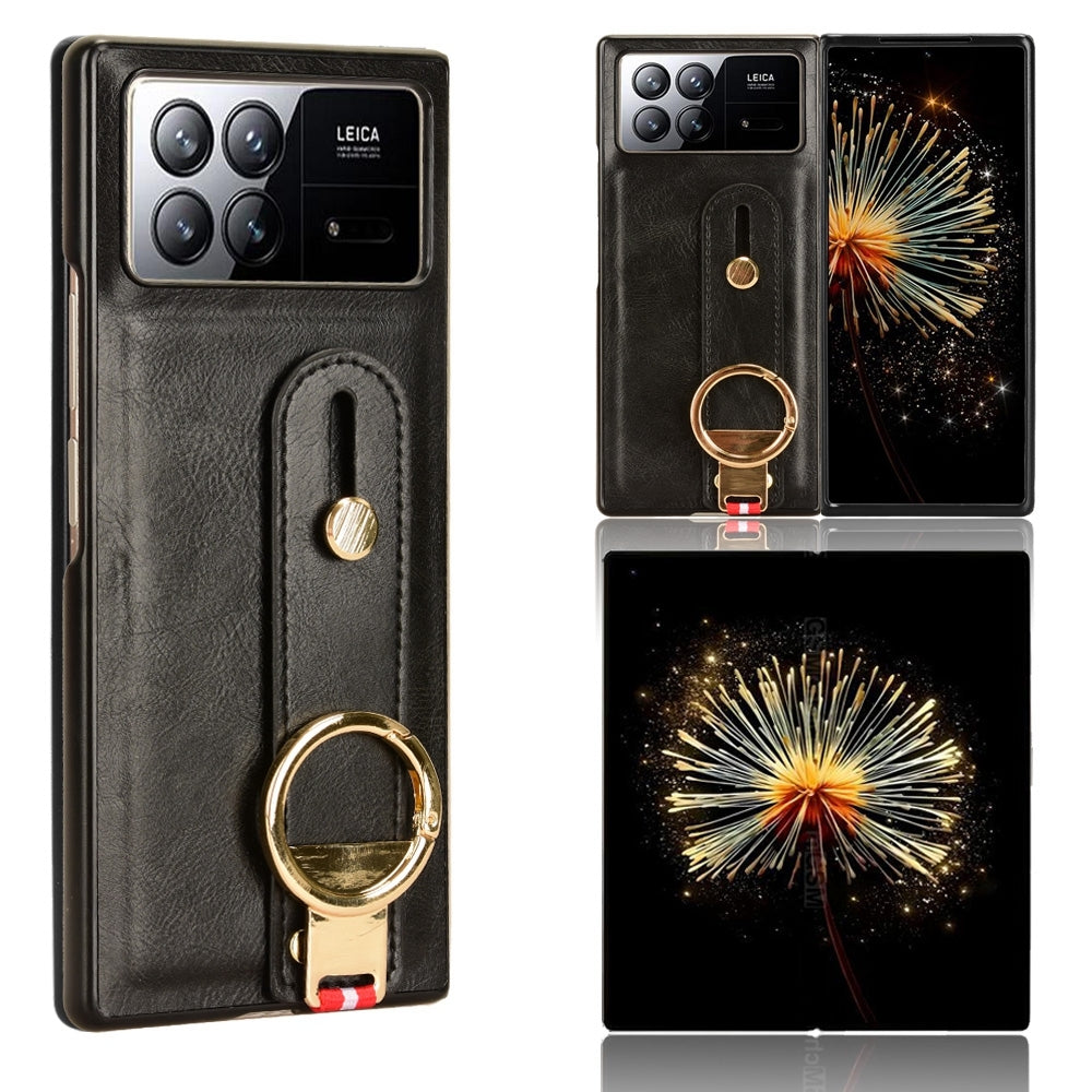 For Xiaomi Mix Fold 3 Wristband Leather Back Phone Case(Black)