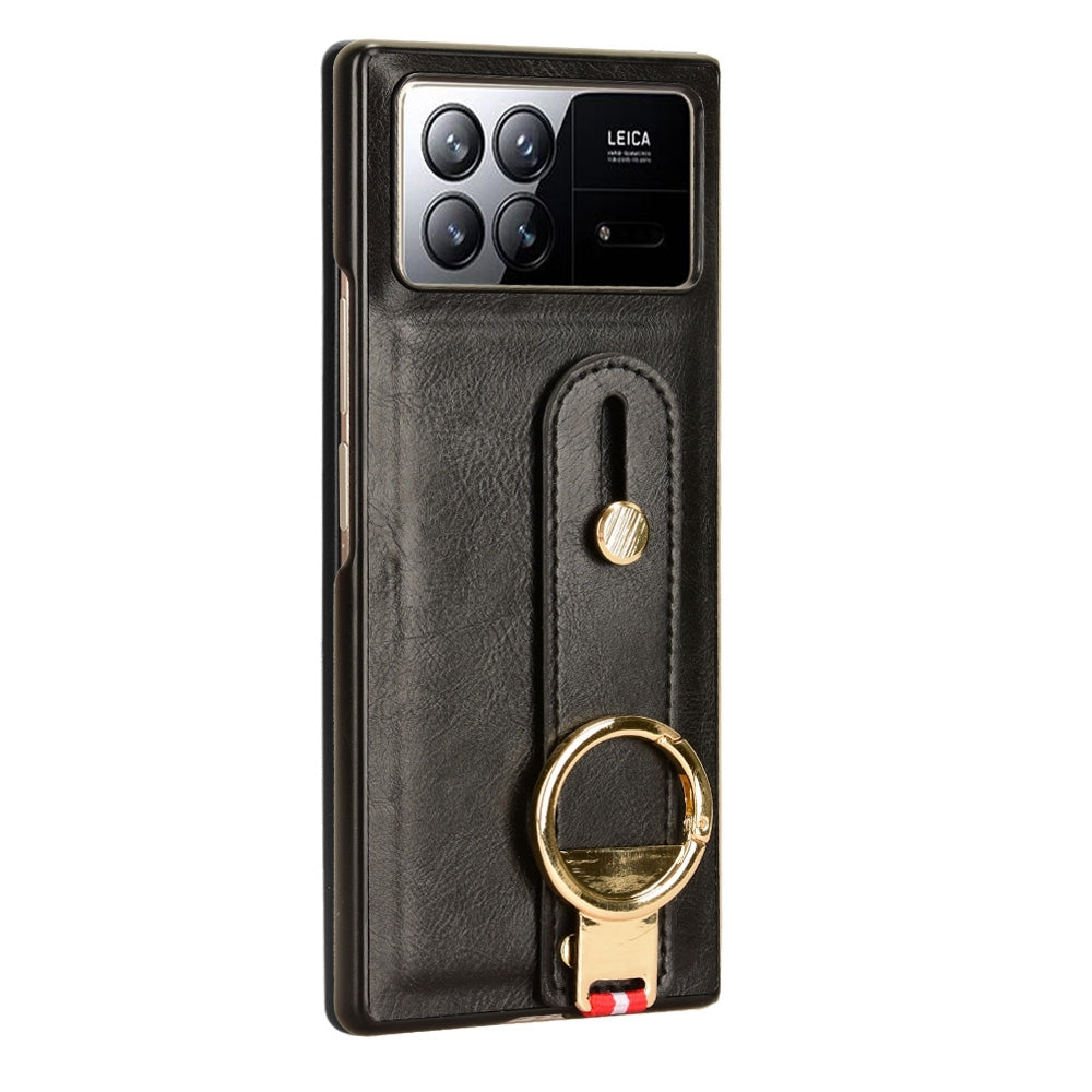 For Xiaomi Mix Fold 3 Wristband Leather Back Phone Case(Black)