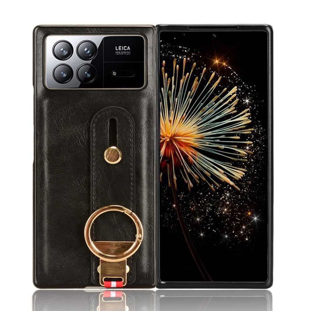 For Xiaomi Mix Fold 3 Wristband Leather Back Phone Case(Black)