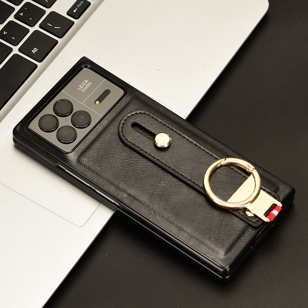 For Xiaomi Mix Fold 3 Wristband Leather Back Phone Case(Black)