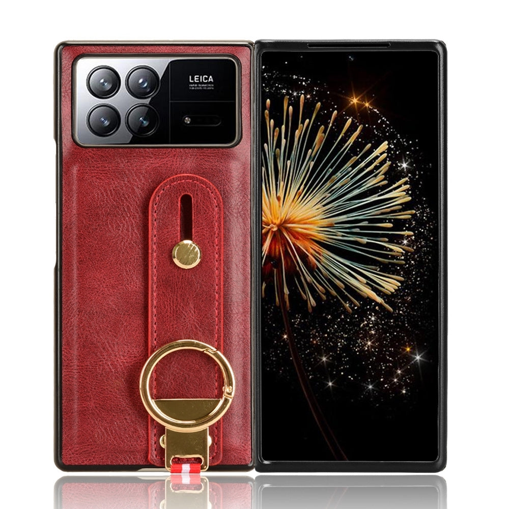 For Xiaomi Mix Fold 3 Wristband Leather Back Phone Case(Red)