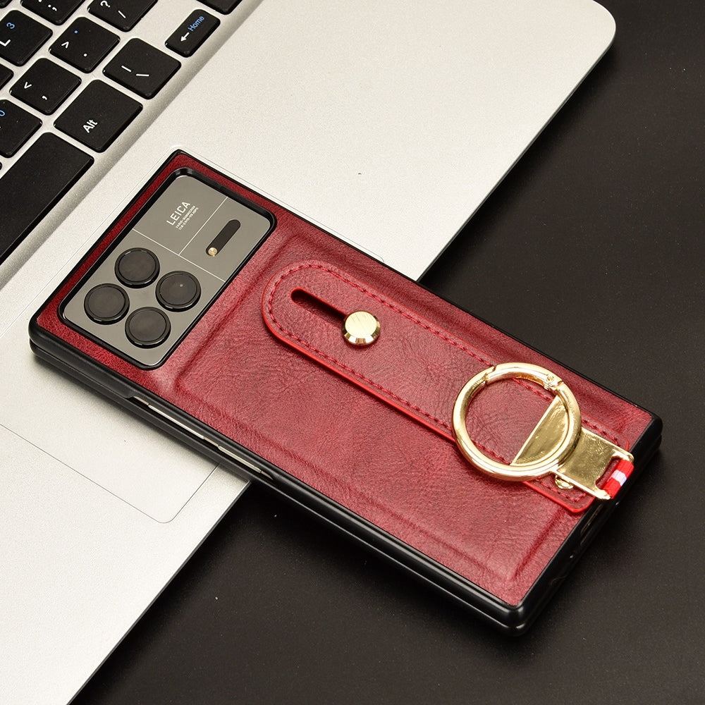For Xiaomi Mix Fold 3 Wristband Leather Back Phone Case(Red)