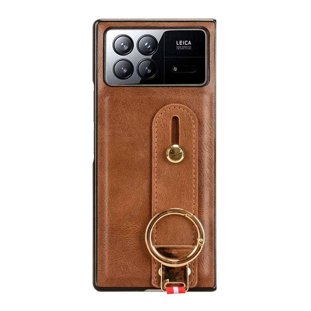 For Xiaomi Mix Fold 3 Wristband Leather Back Phone Case(Brown)