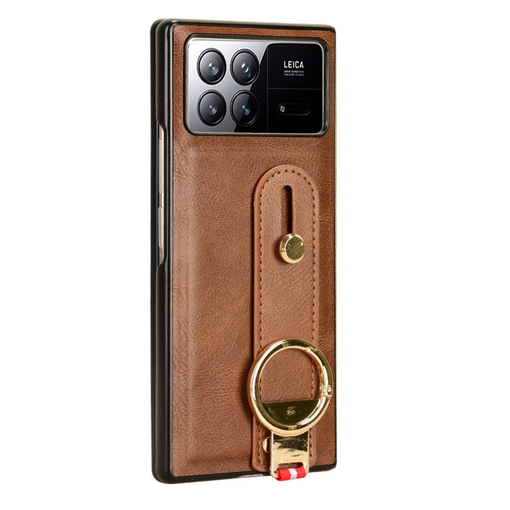 For Xiaomi Mix Fold 3 Wristband Leather Back Phone Case(Brown)