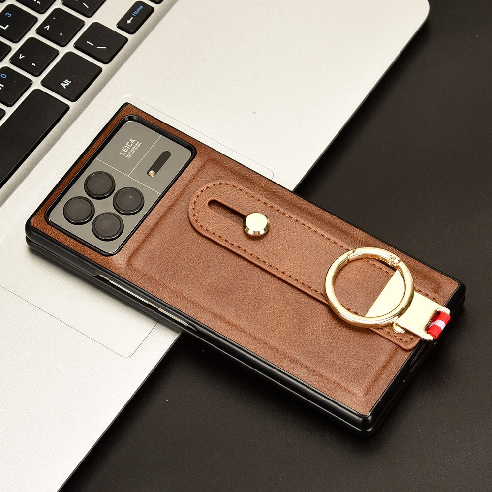 For Xiaomi Mix Fold 3 Wristband Leather Back Phone Case(Brown)