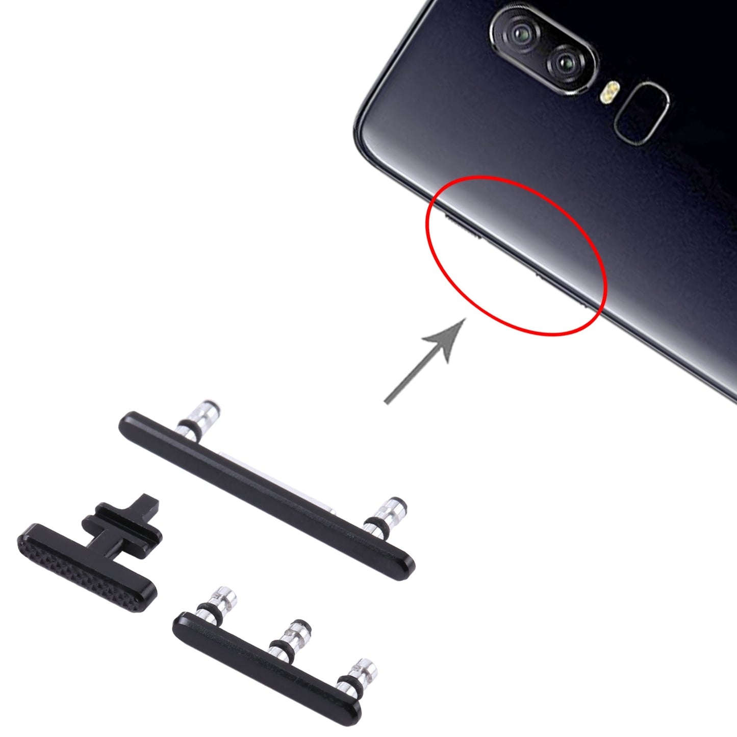 For OnePlus 6 Power Button + Volume Control Button(Jet Black)